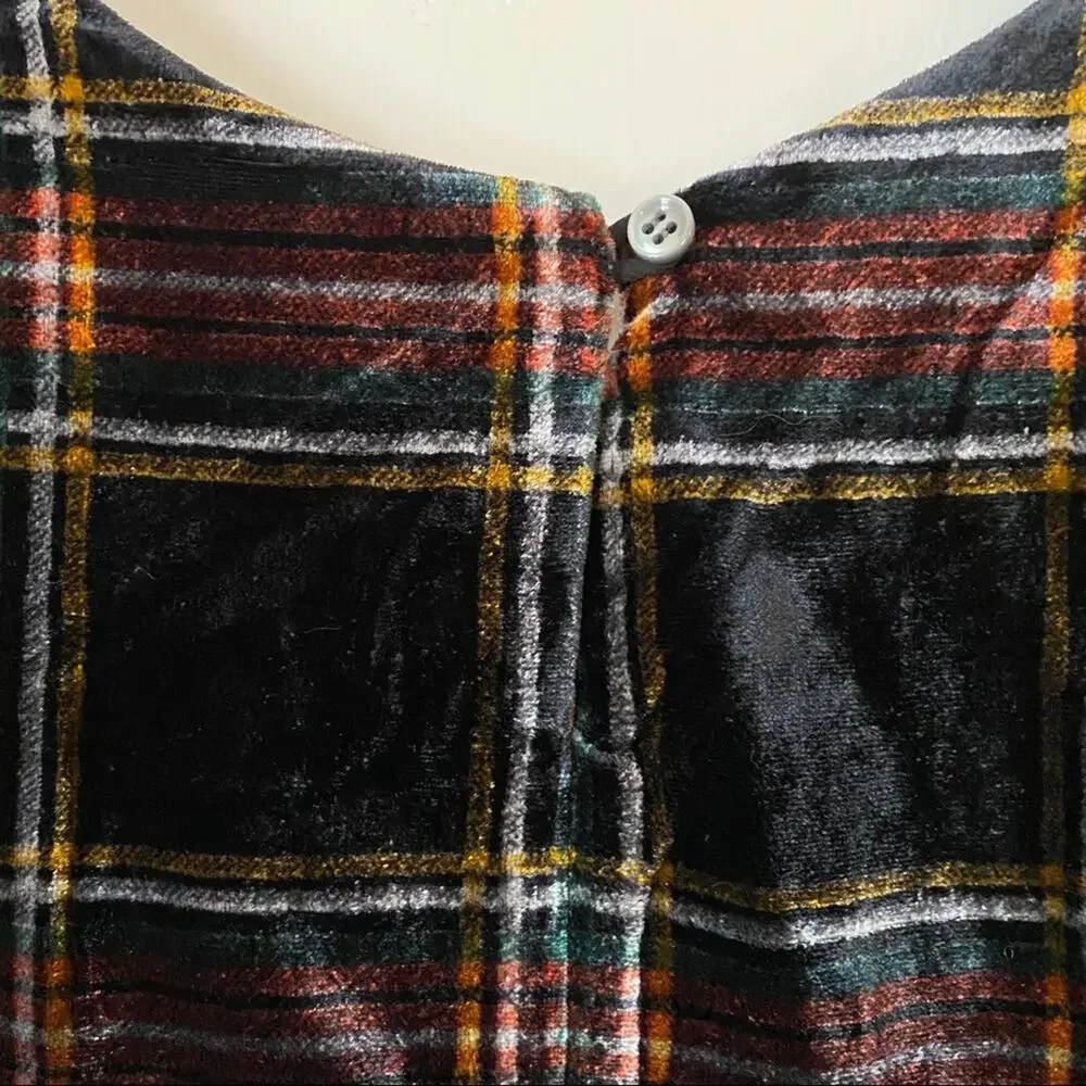 NWT J. Crew Velvet Stewart Plaid Tank Top Holiday Stewart Tartan Shell 24 / 3X
